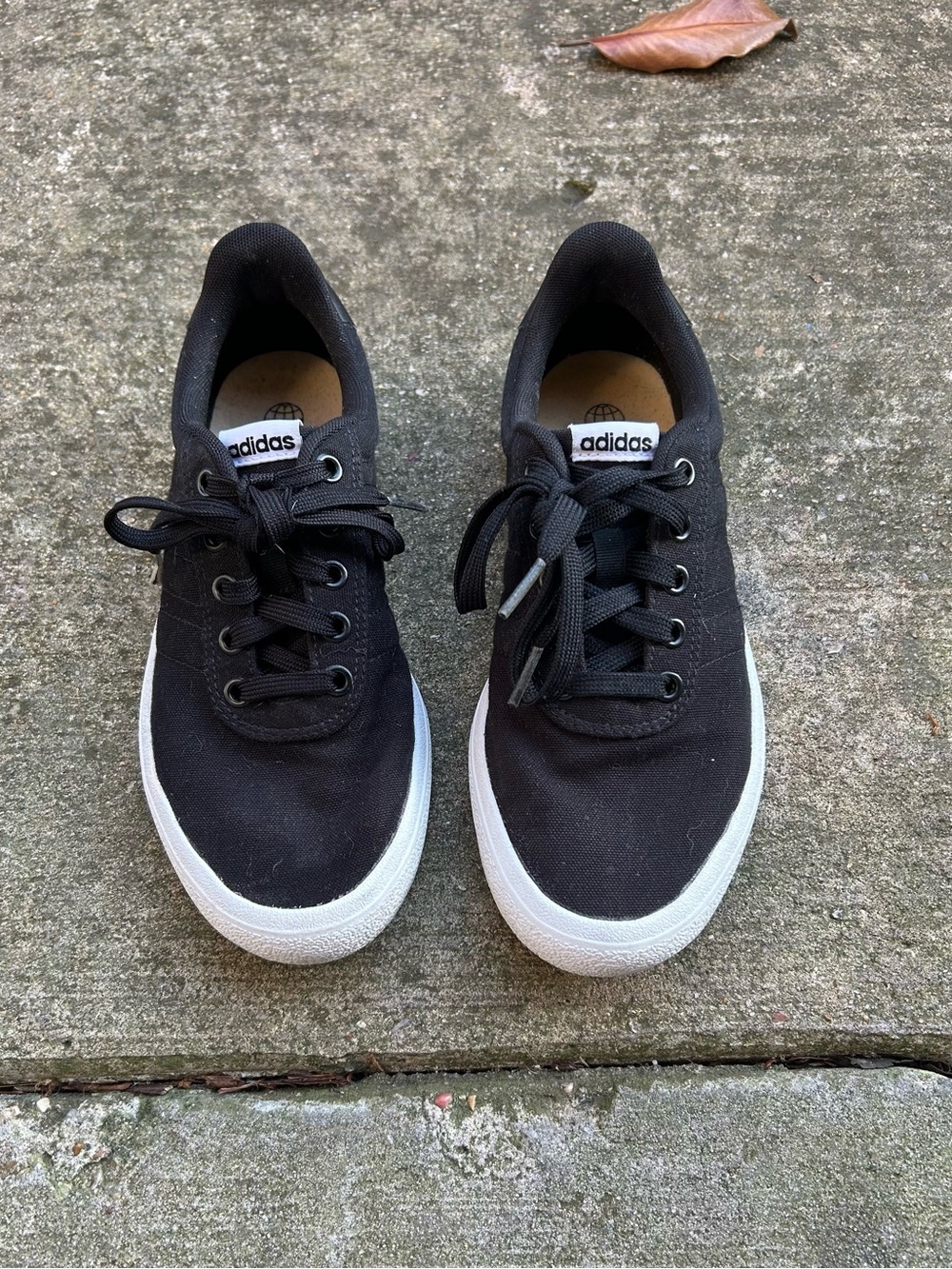 adidas Black Canvas Low-Top Sneakers with White Rubber Sole